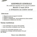 Assemblée Générale du Comité des Quartiers Saint Lambert